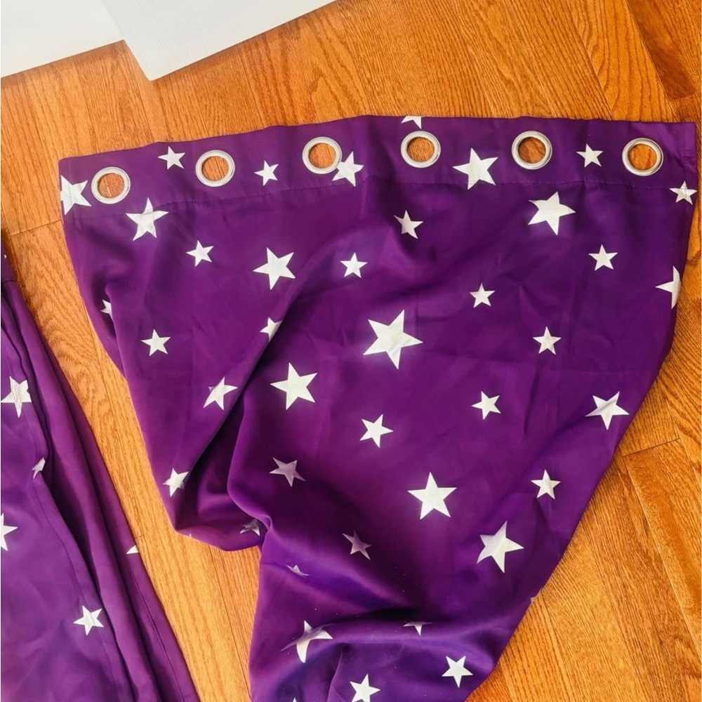 Purple Star Patterned Blackout Curtain